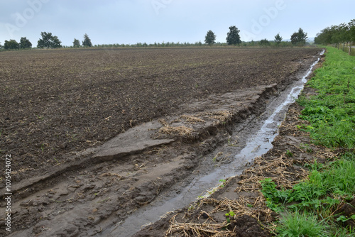 Photography Soil erosion water degradation of field landscape