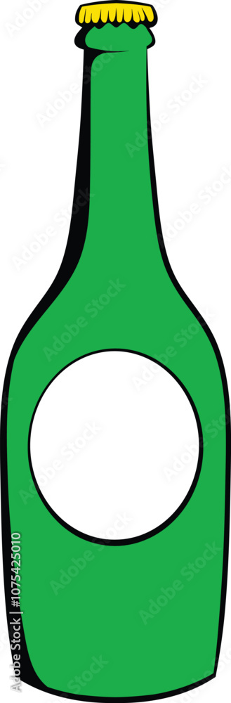 Green beer bottle with blank label and golden cap standing on white background, ideal for mockups Green beer bottle with blank label and golden cap standing on white background, ideal for mockups