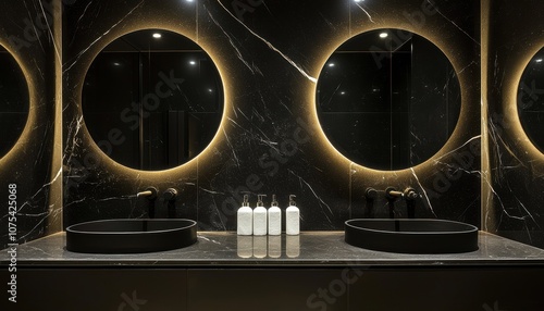 Wallpaper Mural Minimalist bathroom interior with sparkling tiles, neatly organized hygiene essentials, and a fresh, clean atmosphere Torontodigital.ca