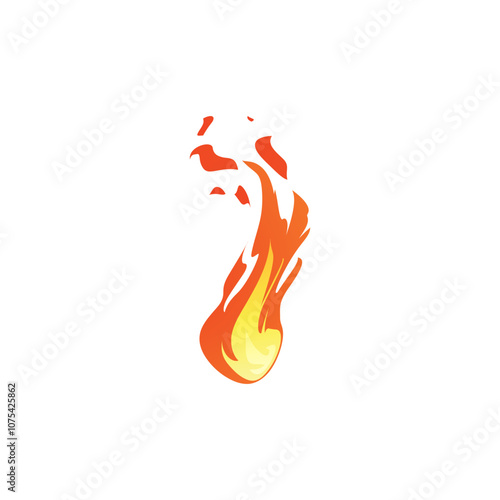 Vector flame effect icon in red, yellow and orange colors on a white background