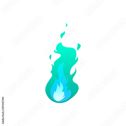 Vector design of the fire icon with the effect of flames in fancy green tones