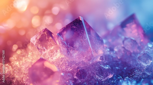 Close-up of iridescent purple crystal with bokeh background