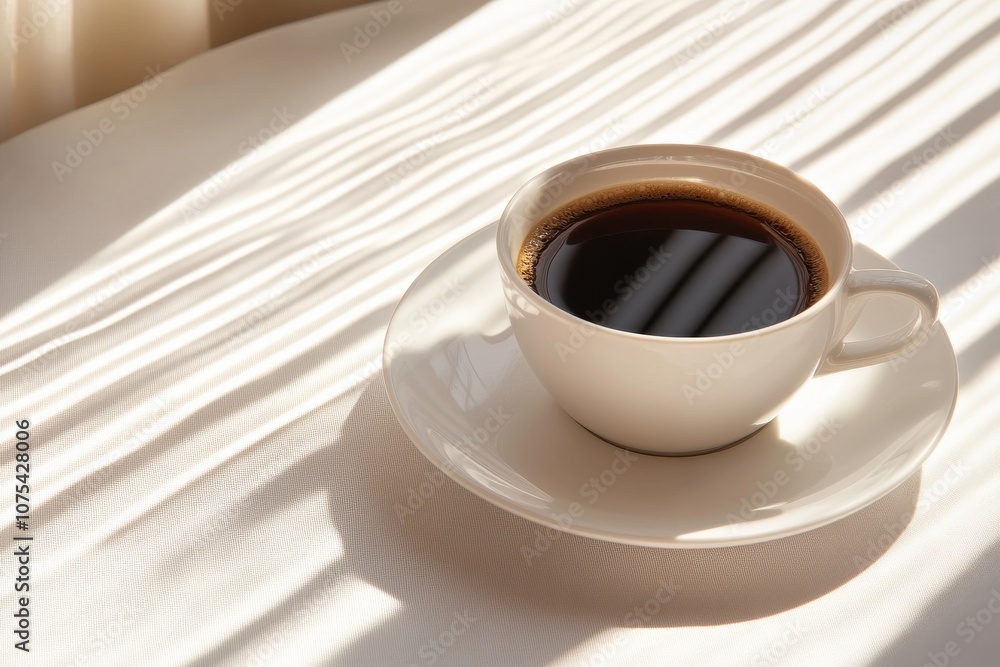Morning Coffee Cup on Table with Soft Light Morning Coffee Cup on Table with Soft Light