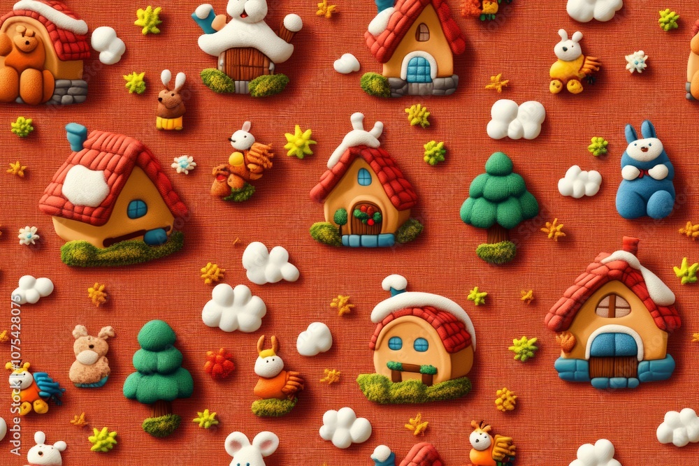 Seamless 3D realisti pattern of woolen animals, with the background Seamless 3D realisti pattern of woolen animals, with the background