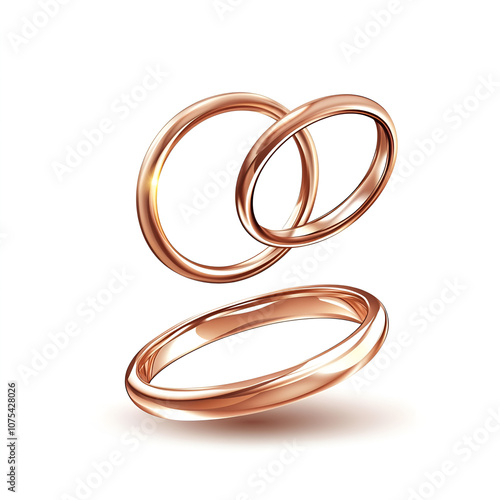 Elegant rose gold rings floating in a minimalist setting 