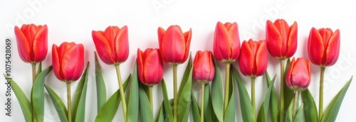 Wallpaper Mural red tulips isolated on white, banner Torontodigital.ca