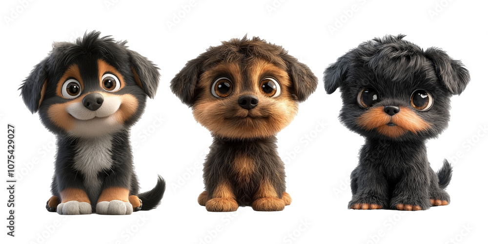 Fototapeta premium Cute Cartoon Dogs in Adorable Poses