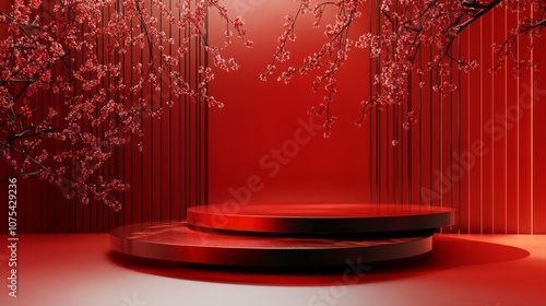 Red Platform features a peach blossom background and a circular shape.