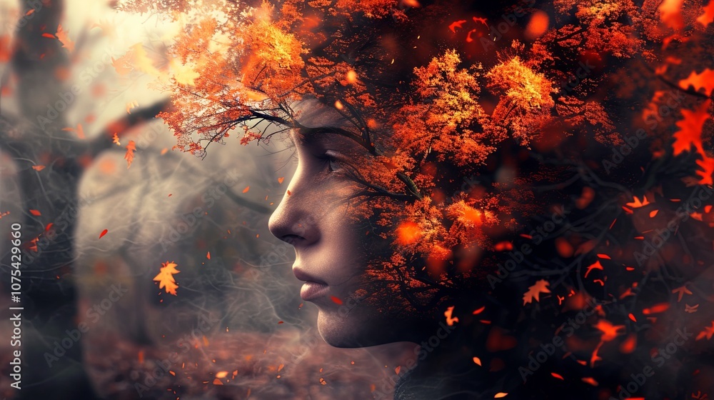 Double exposure combines a woman's face, high mountains and forest. Panoramic view. The concept of the unity of nature and man. Dream, reminisce or plan a climb. Memory of a mountaineer. Illustration. Double exposure combines a woman's face, high mountains and forest. Panoramic view. The concept of the unity of nature and man. Dream, reminisce or plan a climb. Memory of a mountaineer. Illustration.