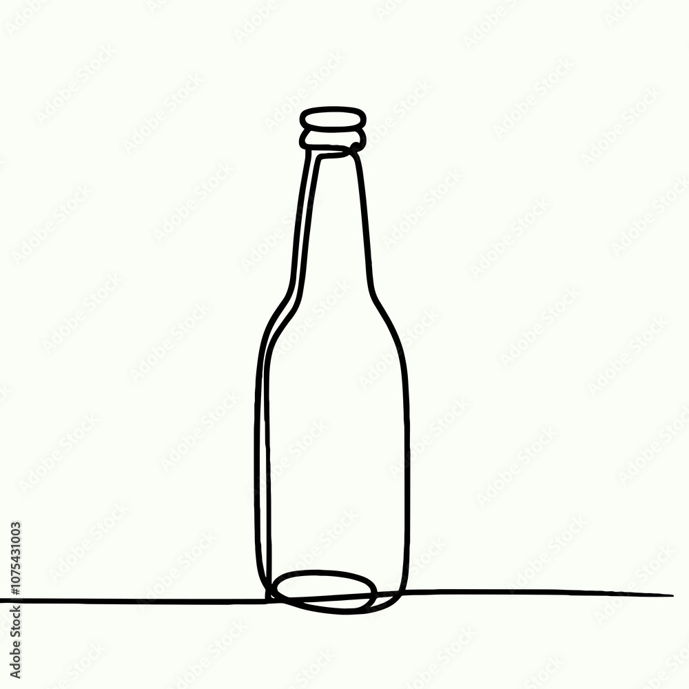 Glass bottle in minimalist line art illustration Glass bottle in minimalist line art illustration