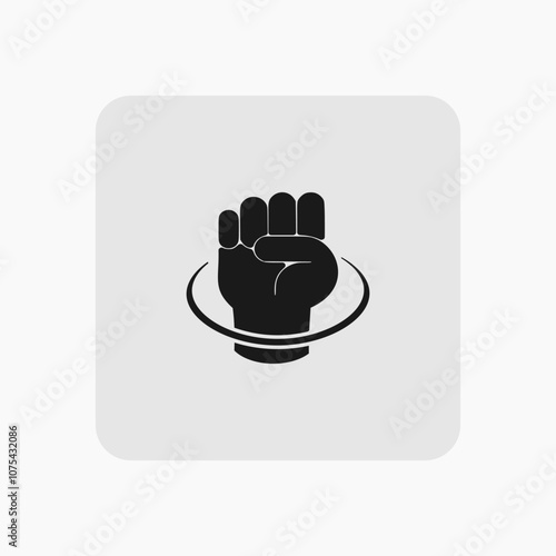 Icon for fisting punch strike fisticuff  clenched-fist raised-fist protest handful strength icon isolated on white background.