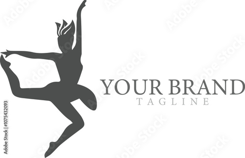 Ballet dancing silhouette logo female illustration design fitness vector colorful symbol ballerina template.