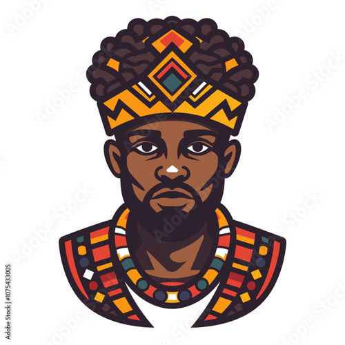 African american man in traditional costume. Vector illustration in flat style