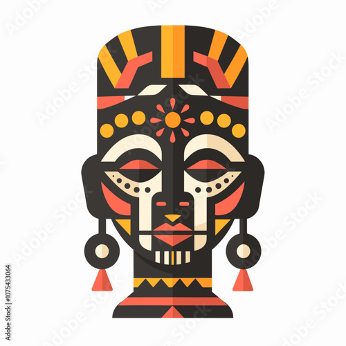 Tribal mask. Vector illustration in a flat style. Isolated on white background.