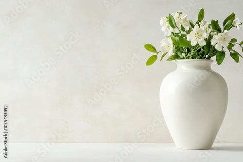 Wallpaper Mural Elegant white vase with fresh flowers arranged on a minimalist table against a light background Torontodigital.ca