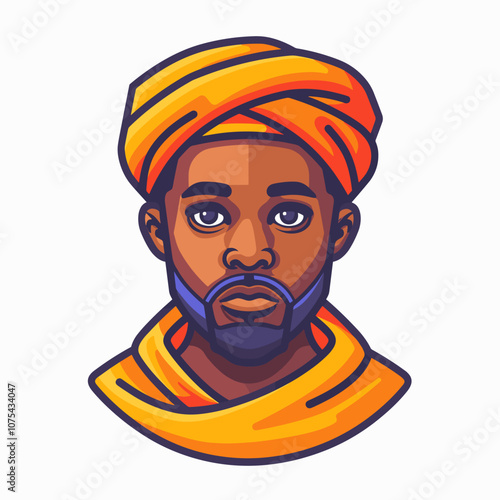 Portrait of an african american man. Vector illustration.