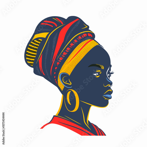 Portrait of beautiful african american woman. Vector illustration.