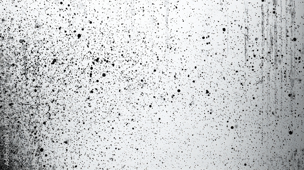 Black paint splatters create an abstract texture on a white background, showcasing a striking contrast and artistic expression at an art studio during the day Black paint splatters create an abstract texture on a white background, showcasing a striking contrast and artistic expression at an art studio during the day