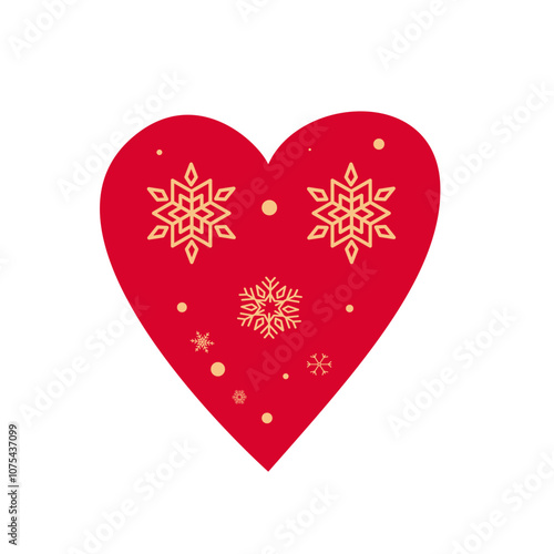 Christmas gingerbread heart decorated with flowers - simple vector illustration