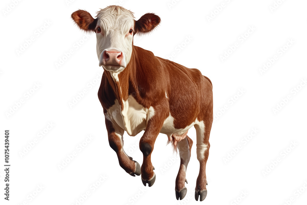 A Curious Brown and White Cow isolated on a transparent background A Curious Brown and White Cow isolated on a transparent background