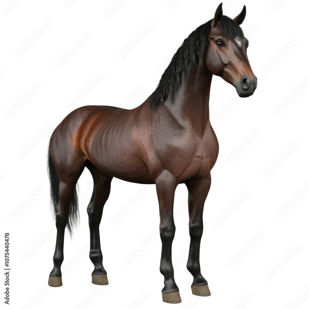 Obraz premium brown horse with a black mane and tail isolated on a transparent background