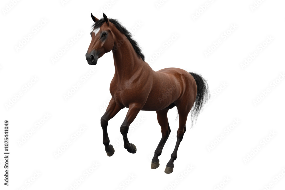 Obraz premium A Majestic Chestnut Horse in Mid-Stride isolated on a transparent background