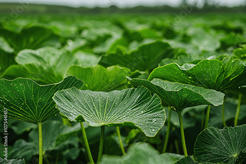 lush green taro fields, used in traditional Hawaiian food production. photo