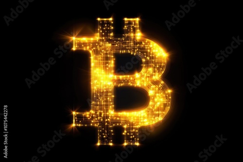 Futuristic digital money symbol for Bitcoin