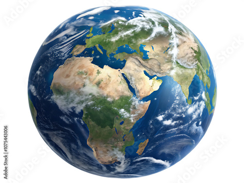 3D detailed image of the Earth isolated on transparent backdround.