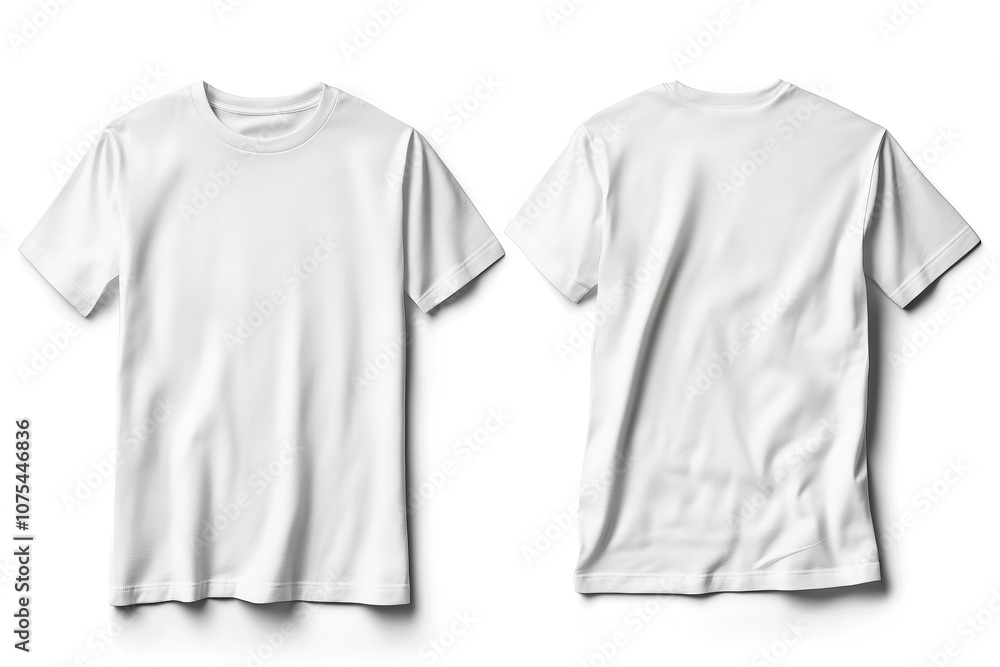 A versatile plain white t-shirt displayed from front and back view, suitable for casual wear or customizable designs. Generative AI A versatile plain white t-shirt displayed from front and back view, suitable for casual wear or customizable designs. Generative AI