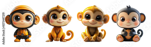 Cute Cartoon Monkeys Collection for Kids' Designs