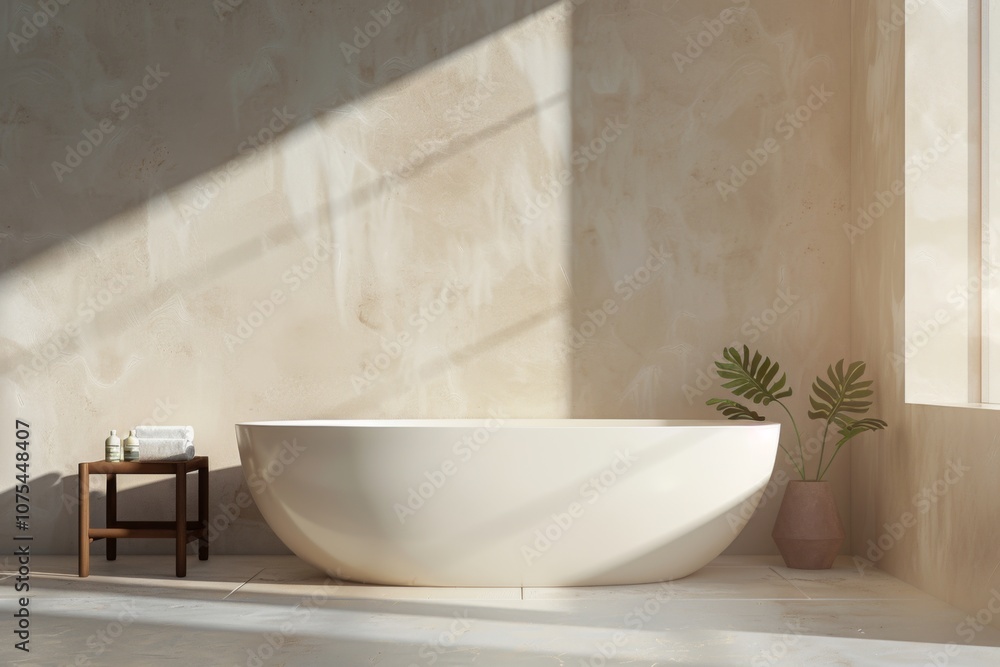 Interior of a modern minimalistic bathroom in light style