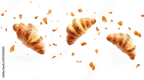 Wallpaper Mural "Airborne Delight: Freshly Baked Croissant Floating in Mid-Air" Torontodigital.ca