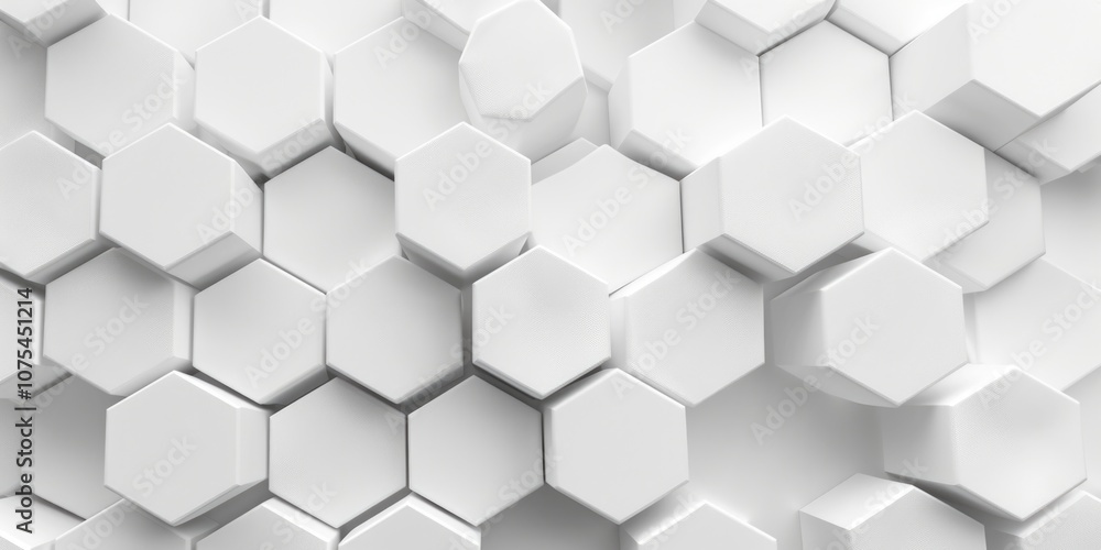 White Hex. Abstract Hexagonal Design in White Color 3D Illustration White Hex. Abstract Hexagonal Design in White Color 3D Illustration
