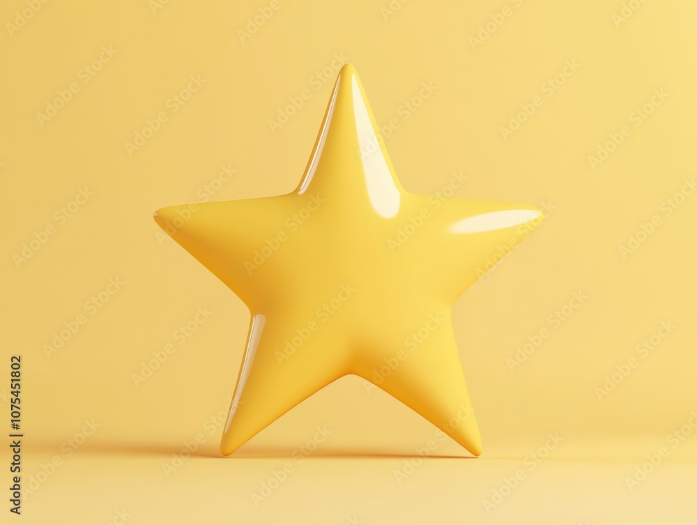 Soft Yellow Star Render on Minimalist Background Soft Yellow Star Render on Minimalist Background