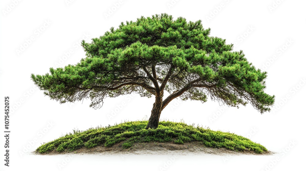 Tall, lush green pine tree, natural and isolated on a white background Tall, lush green pine tree, natural and isolated on a white background