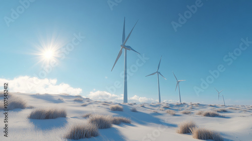 Wallpaper Mural Wind turbines turning against a clear blue sky Torontodigital.ca