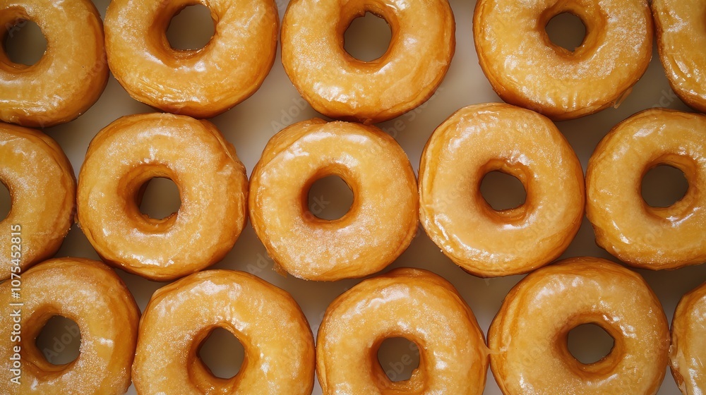 Glazed Donuts. Aesthetic Sweet Treats. Food photography of dessert. Donuts pattern.