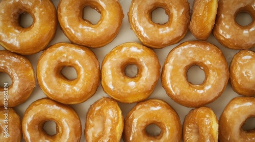 Glazed Donuts. Aesthetic Sweet Treats. Food photography of dessert. Donuts pattern.