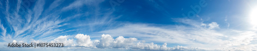 Panoramic view of blue sky with stunning clouds