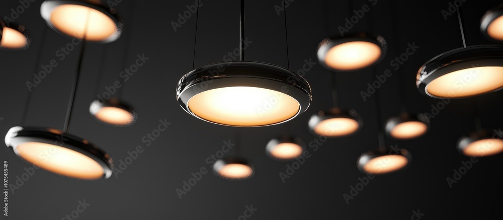 custom made wallpaper toronto digitalCircles of warm light bulbs suspended from a sleek black ceiling creating an inviting atmosphere from an ankle level perspective