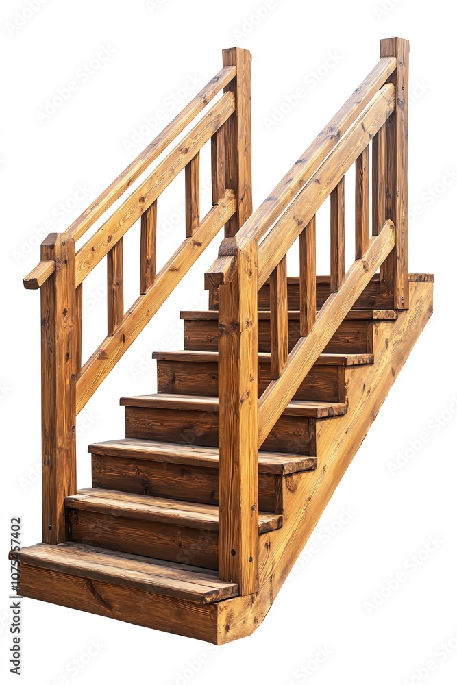 Elegant wooden staircase with a sturdy railing, perfect for enhancing interior or exterior decor and home design. Elegant wooden staircase with a sturdy railing, perfect for enhancing interior or exterior decor and home design.
