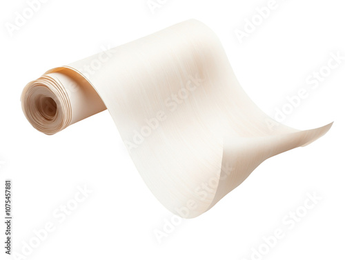 A roll of white paper is shown on a white background. transparent background photo