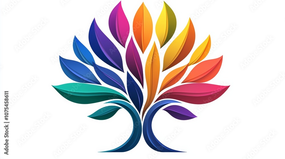 Colorful tree with many leaves. The leaves are in different colors and the tree is very large Colorful tree with many leaves. The leaves are in different colors and the tree is very large