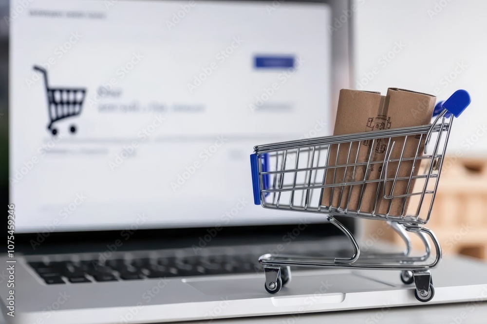 shopping cart on laptop shopping cart on laptop