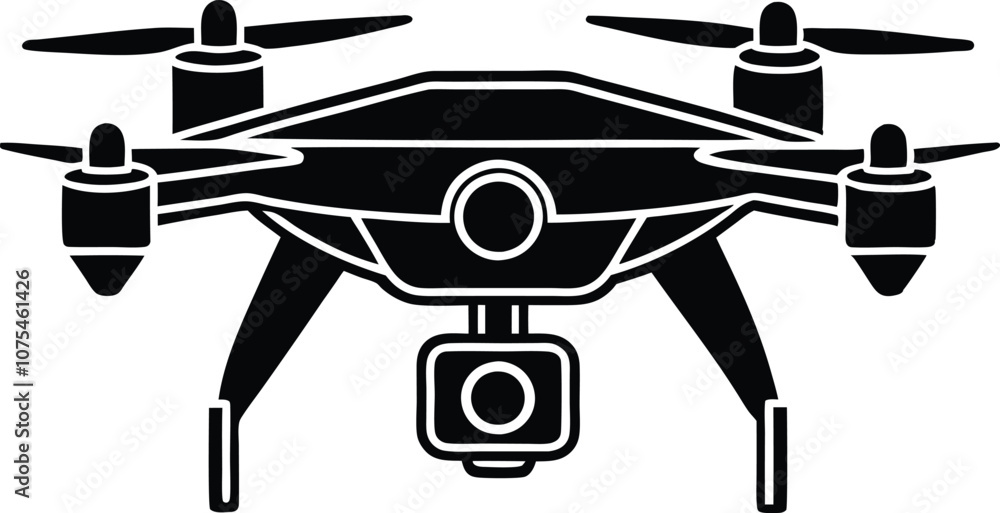 Drone silhouette vector, drone camera icon black silhouette Drone silhouette vector, drone camera icon black silhouette