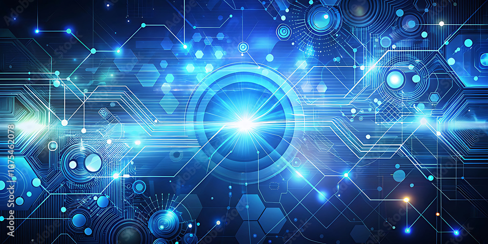 Fototapeta premium Modern Technology Abstract Background with Futuristic Digital Data Elements, Circuit Connections, and Innovative Graphics for Presentations, Web Design, Branding, and High-Tech Content Creation