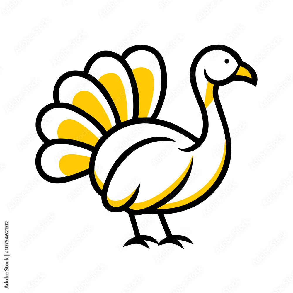 A simple line drawing features a stylized turkey A simple line drawing features a stylized turkey