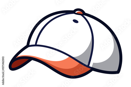 Cartoon White Baseball Cap Illustration for Sports and Fashion Projects