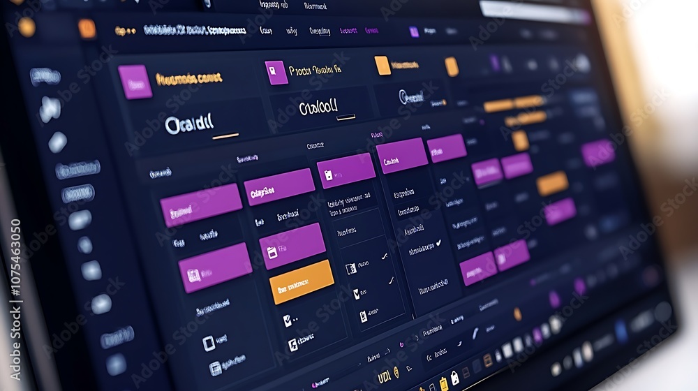Close-up of a computer screen with a music production software interface. Close-up of a computer screen with a music production software interface.